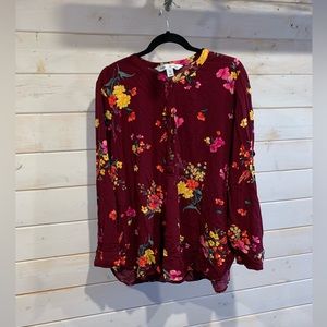 Old Navy | Burgundy Floral The Tunic Shirt